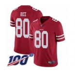 Youth San Francisco 49ers #80 Jerry Rice Red Team Color Vapor Untouchable Limited Player 100th Season Football Jersey