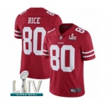 Youth San Francisco 49ers #80 Jerry Rice Red Team Color Vapor Untouchable Limited Player Super Bowl LIV Bound Football Jersey