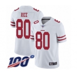 Youth San Francisco 49ers #80 Jerry Rice White Vapor Untouchable Limited Player 100th Season Football Jersey