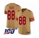 Youth San Francisco 49ers #88 Garrett Celek Limited Gold Inverted Legend 100th Season Football Jersey