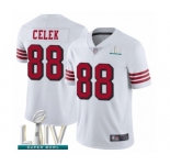 Youth San Francisco 49ers #88 Garrett Celek Limited White Rush Vapor Untouchable Super Bowl LIV Bound Football Jersey