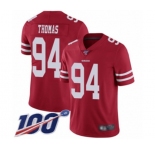 Youth San Francisco 49ers #94 Solomon Thomas Red Team Color Vapor Untouchable Limited Player 100th Season Football Jersey