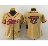 Youth San Francisco 49ers Gold Team Big Logo With Patch Cool Base Stitched Baseball Jersey