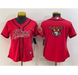 Youth San Francisco 49ers Red Team Big Logo With Patch Cool Base Stitched Baseball Jersey