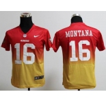 nike youth nfl jerseys san francisco 49ers #16 joe montana red-yellow[nike drift fashion][second version]