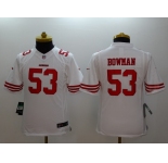 nike youth nfl jerseys san francisco 49ers #53 bowman white[nike limited]