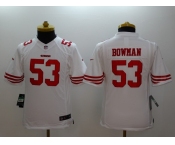 nike youth nfl jerseys san francisco 49ers #53 bowman white[nike limited]