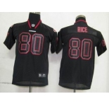nike youth nfl jerseys san francisco 49ers #80 jerry rice black[lights out]