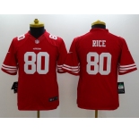 nike youth nfl jerseys san francisco 49ers #80 rice red[nike limited]