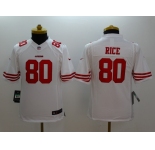nike youth nfl jerseys san francisco 49ers #80 rice white[nike limited]