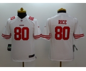 nike youth nfl jerseys san francisco 49ers #80 rice white[nike limited]