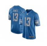 Men Nike Detroit Lions #13 T.J. Jones Game Blue Team Color NFL Jersey