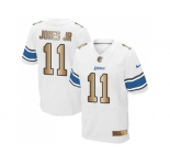 Nike Detroit Lions #11 Marvin Jones Jr White Men's Stitched NFL Elite Gold Jersey