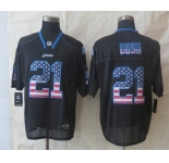 nike nfl jerseys detroit lions #21 bush black[Elite USA flag fashion]