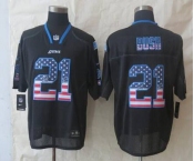 nike nfl jerseys detroit lions #21 bush black[Elite USA flag fashion]