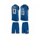 Men Nike Detroit Lions #13 T.J. Jones Limited Blue Tank Top Suit NFL Jersey