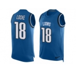 Men Nike Detroit Lions #18 Jeff Locke Limited Blue Player Name & Number Tank Top NFL Jersey
