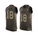 Men Nike Detroit Lions #18 Jeff Locke Limited Green Salute to Service Tank Top NFL Jersey