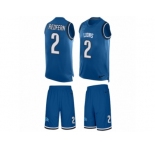 Men Nike Detroit Lions #2 Kasey Redfern Limited Blue Tank Top Suit NFL Jersey