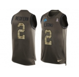 Men Nike Detroit Lions #2 Kasey Redfern Limited Green Salute to Service Tank Top NFL Jersey