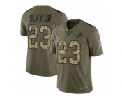 Men Nike Detroit Lions #23 Darius Slay Limited Olive Camo Salute to Service NFL Jersey