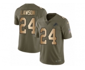 Men Nike Detroit Lions #24 Nevin Lawson Limited Olive Gold Salute to Service NFL Jersey