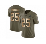 Men Nike Detroit Lions #25 Theo Riddick Limited Olive Gold Salute to Service NFL Jersey