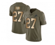 Men Nike Detroit Lions #27 Glover Quin Limited Olive Gold Salute to Service NFL Jersey