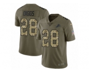 Men Nike Detroit Lions #28 Quandre Diggs Limited Olive Camo Salute to Service NFL Jersey