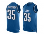 Men Nike Detroit Lions #35 Miles Killebrew Limited Blue Player Name & Number Tank Top NFL Jersey