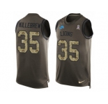 Men Nike Detroit Lions #35 Miles Killebrew Limited Green Salute to Service Tank Top NFL Jersey