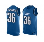 Men Nike Detroit Lions #36 Dwayne Washington Limited Blue Player Name & Number Tank Top NFL Jersey