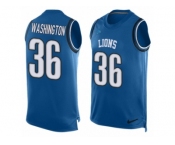 Men Nike Detroit Lions #36 Dwayne Washington Limited Blue Player Name & Number Tank Top NFL Jersey