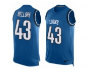 Men Nike Detroit Lions #43 Nick Bellore Limited Blue Player Name & Number Tank Top NFL Jersey