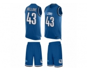 Men Nike Detroit Lions #43 Nick Bellore Limited Blue Tank Top Suit NFL Jersey