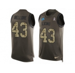 Men Nike Detroit Lions #43 Nick Bellore Limited Green Salute to Service Tank Top NFL Jersey