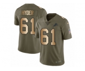 Men Nike Detroit Lions #61 Kerry Hyder Limited Olive Gold Salute to Service NFL Jersey