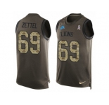 Men Nike Detroit Lions #69 Anthony Zettel Limited Green Salute to Service Tank Top NFL Jersey