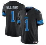 Men's Detroit Lions #1 Jameson Williams Black 2025 F.U.S.E. Vapor Limited Football Stitched Jersey