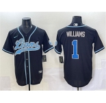 Men's Detroit Lions #1 Jameson Williams Black Stitched Baseball Jersey