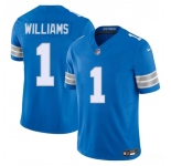 Men's Detroit Lions #1 Jameson Williams Blue 2025 F.U.S.E. Vapor Limited Football Stitched Jersey