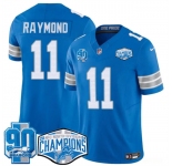 Men's Detroit Lions #11 Kalif Raymond Blue 2024 NFC North Champions 90th Anniversary Patch F.U.S.E. Vapor Limited Stitched Jersey
