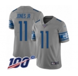 Men's Detroit Lions #11 Marvin Jones Jr Limited Gray Inverted Legend 100th Season Football Jersey