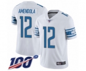Men's Detroit Lions #12 Danny Amendola White Vapor Untouchable Limited Player 100th Season Football Jersey
