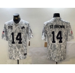 Men's Detroit Lions #14 Amon-Ra St. Brown 2024 Arctic Camo Salute To Service Limited Stitched Football Jersey