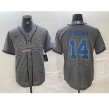 Men's Detroit Lions #14 Amon-Ra St. Brown Gray Cool Base Stitched Baseball Jersey