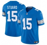 Men's Detroit Lions #15 Grant Stuard Blue 2025 F.U.S.E. Vapor Limited Football Stitched Jersey