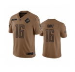 Men's Detroit Lions #16 Jared Goff 2023 Brown Salute To Service Limited Football Stitched Jersey
