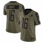 Men's Detroit Lions #16 Jared Goff Nike Olive 2021 Salute To Service Limited Player Jersey