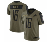 Men's Detroit Lions #16 Jared Goff Nike Olive 2021 Salute To Service Limited Player Jersey
